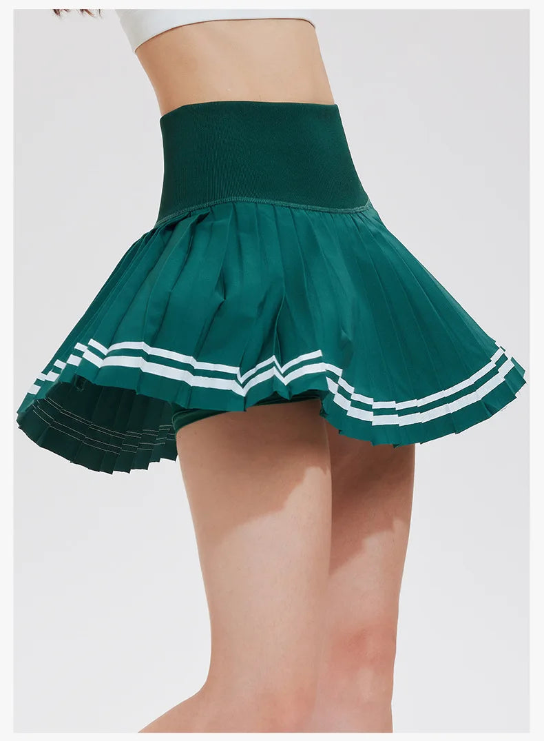 Jupe de sport pour femme, plissée, mi-longue, séchage rapide, avec doublure, idéale pour le tennis, le fitness, le yoga et le badminton