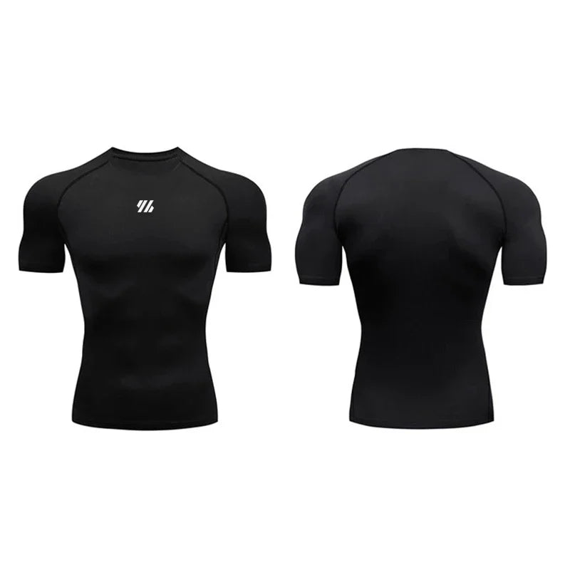 T-shirt de compression à manches courtes pour hommes, t-shirts de sport, sweat-shirt de fitness, survêtement de jogging masculin, chemise athlétique, t-shirts de course