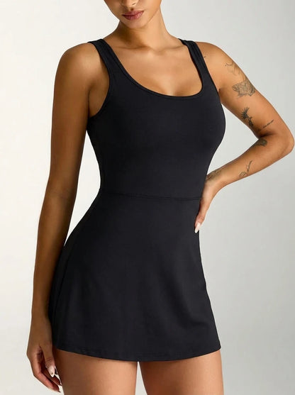 Robe de sport de tennis pour femme, design dos croisé, légère, respirante, confortable, douce pour la peau, vêtements de sport tendance