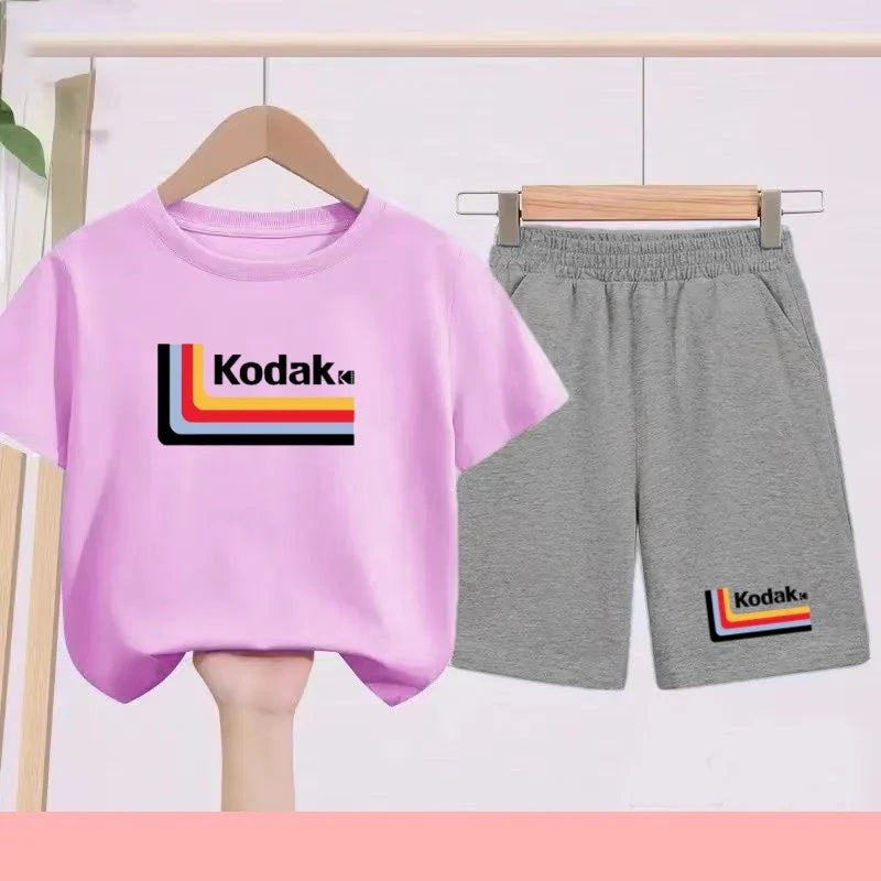 Ensemble Sportif Enfant 2026 - T-shirt + Short - Noir et Blanc Couleurs Unies - Convient aux Garçons et Filles de 3 à 13 Ans