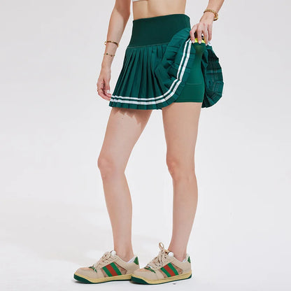 Jupe de sport pour femme, plissée, mi-longue, séchage rapide, avec doublure, idéale pour le tennis, le fitness, le yoga et le badminton