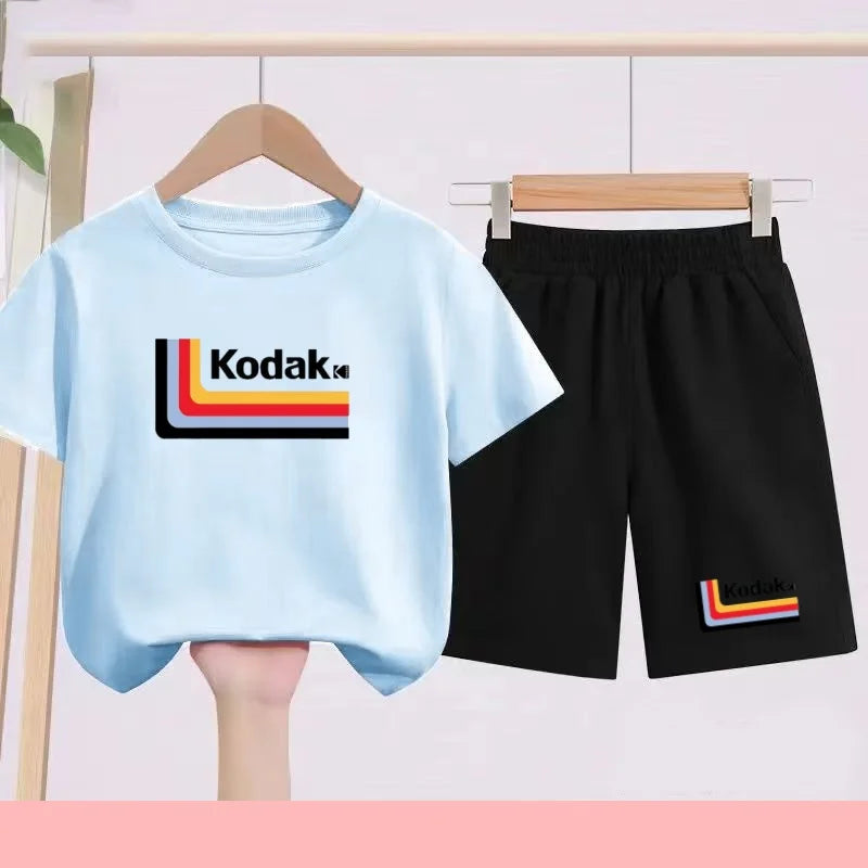 Ensemble Sportif Enfant 2026 - T-shirt + Short - Noir et Blanc Couleurs Unies - Convient aux Garçons et Filles de 3 à 13 Ans