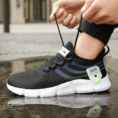 Chaussures de dehors Décontractées pour Homme, Baskets Légères et Respirantes, en Maille, Noires, de Course, d'Athlétisme, de Jogging, de Tennis, de Marche