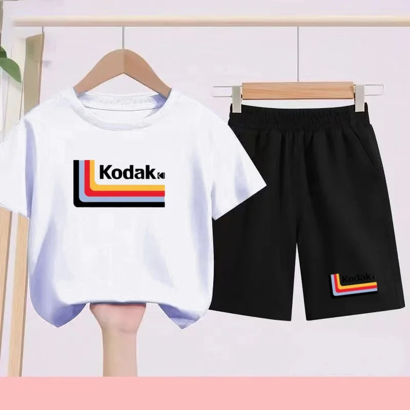 Ensemble Sportif Enfant 2026 - T-shirt + Short - Noir et Blanc Couleurs Unies - Convient aux Garçons et Filles de 3 à 13 Ans