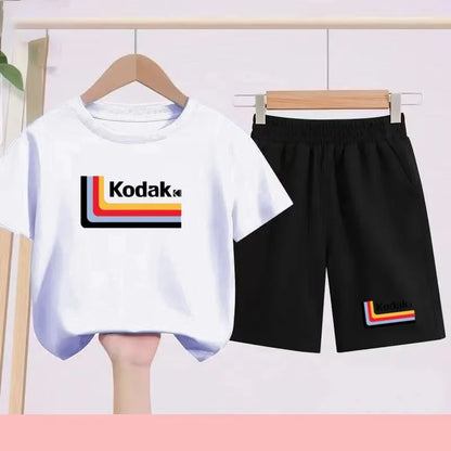Ensemble Sportif Enfant 2026 - T-shirt + Short - Noir et Blanc Couleurs Unies - Convient aux Garçons et Filles de 3 à 13 Ans