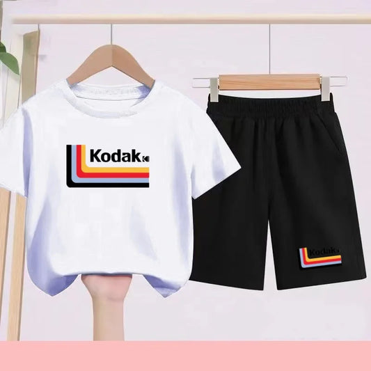 Ensemble Sportif Enfant 2026 - T-shirt + Short - Noir et Blanc Couleurs Unies - Convient aux Garçons et Filles de 3 à 13 Ans