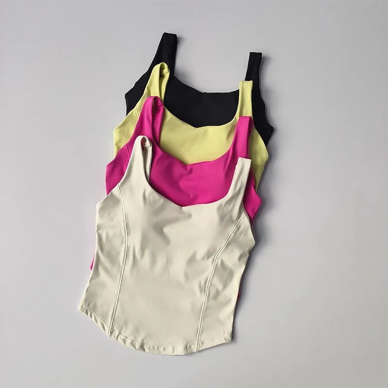 Femmes Sexy Sport soutien-gorge culture hauts bustier tubulaire soutien-gorge femme Streetwear sans manches Camis sans couture Sport Lingerie t-shirt haut court gilet de Sport