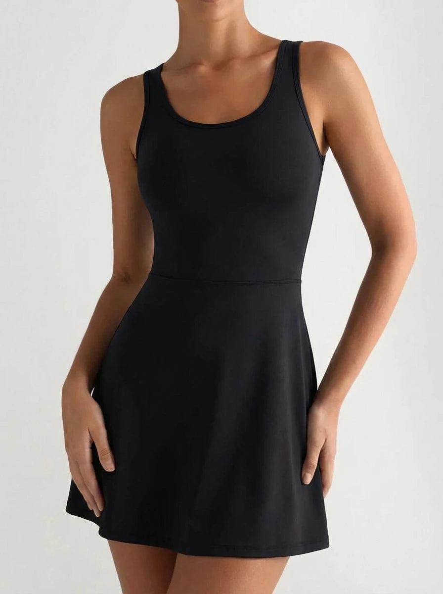 Robe de sport de tennis pour femme, design dos croisé, légère, respirante, confortable, douce pour la peau, vêtements de sport tendance