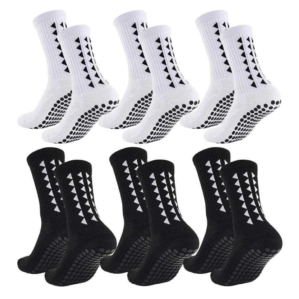6 paires de chaussettes de sport antidérapantes pour hommes et femmes, chaussettes de football, chaussettes de rugby, chaussettes de cyclisme, chaussettes de course à pied, chaussettes d'exercice, chaussettes athlétiques