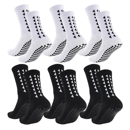 6 paires de chaussettes de sport antidérapantes pour hommes et femmes, chaussettes de football, chaussettes de rugby, chaussettes de cyclisme, chaussettes de course à pied, chaussettes d'exercice, chaussettes athlétiques