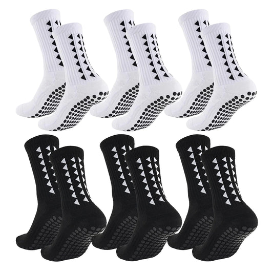 6 paires de chaussettes de sport antidérapantes pour hommes et femmes, chaussettes de football, chaussettes de rugby, chaussettes de cyclisme, chaussettes de course à pied, chaussettes d'exercice, chaussettes athlétiques