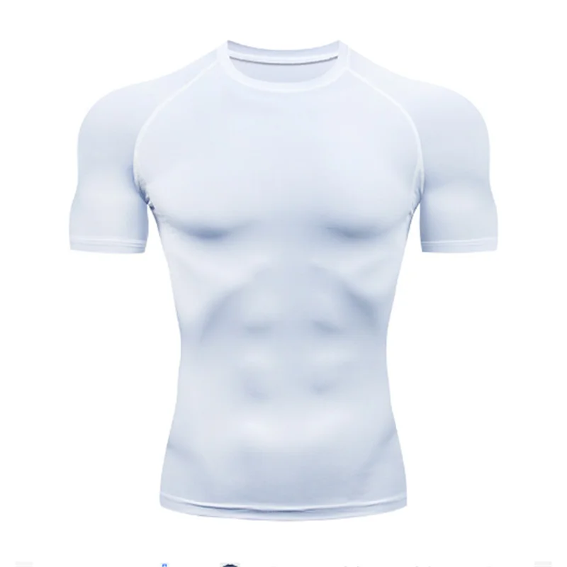 T-shirt de compression pour hommes, manches courtes, pour la course à pied, le sport, la salle de sport, le fitness, le jogging, le survêtement, haut athlétique pour homme.