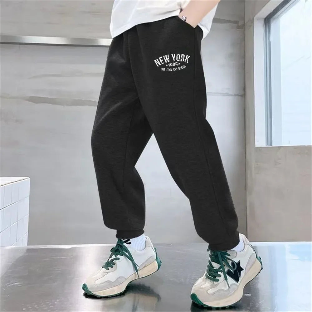 Sport lettre imprimé pantalons de survêtement pour enfants mode pantalons longs amples pantalons de survêtement 2025 garçons décontracté mince pantalons de Sport SPT01