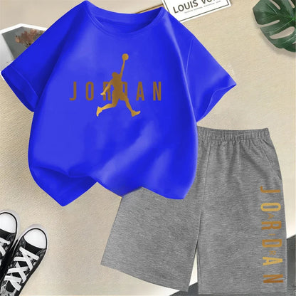 Ensemble de vêtements pour enfants de marque d'été, imprimé sportif, t-shirt à manches courtes, ensemble de shorts, ensemble de 2 pièces, vêtements de mode pour garçons et filles