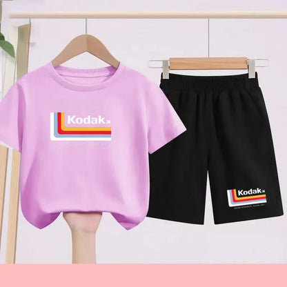 Ensemble Sportif Enfant 2026 - T-shirt + Short - Noir et Blanc Couleurs Unies - Convient aux Garçons et Filles de 3 à 13 Ans