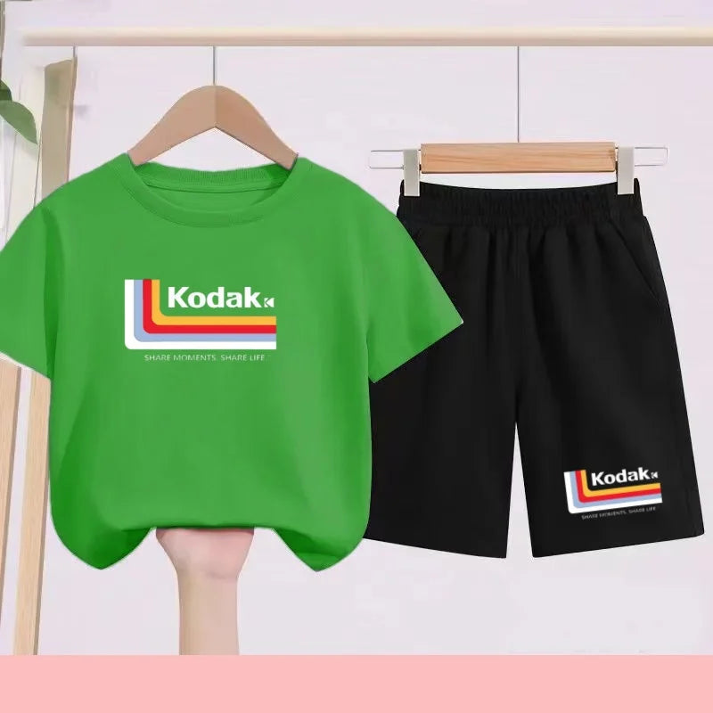 Ensemble Sportif Enfant 2026 - T-shirt + Short - Noir et Blanc Couleurs Unies - Convient aux Garçons et Filles de 3 à 13 Ans