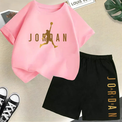Ensemble de vêtements pour enfants de marque d'été, imprimé sportif, t-shirt à manches courtes, ensemble de shorts, ensemble de 2 pièces, vêtements de mode pour garçons et filles