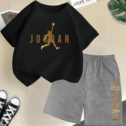 Ensemble de vêtements pour enfants de marque d'été, imprimé sportif, t-shirt à manches courtes, ensemble de shorts, ensemble de 2 pièces, vêtements de mode pour garçons et filles