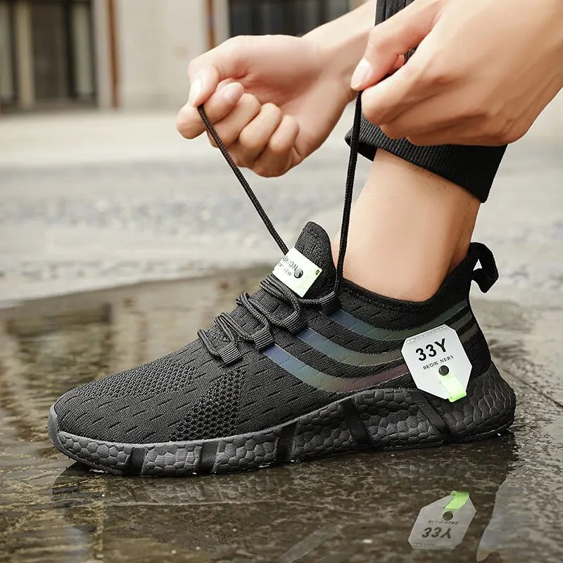 Chaussures de dehors Décontractées pour Homme, Baskets Légères et Respirantes, en Maille, Noires, de Course, d'Athlétisme, de Jogging, de Tennis, de Marche