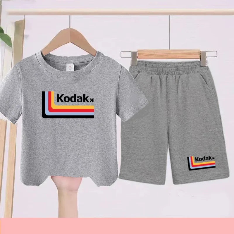 Ensemble Sportif Enfant 2026 - T-shirt + Short - Noir et Blanc Couleurs Unies - Convient aux Garçons et Filles de 3 à 13 Ans