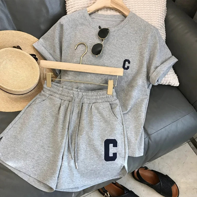 Ensemble de sport d'été pour enfants 5-12 ans : T-shirt à manches courtes avec lettres tendance et short ample – Tenue décontractée fine 2 pièces pour garçons et filles