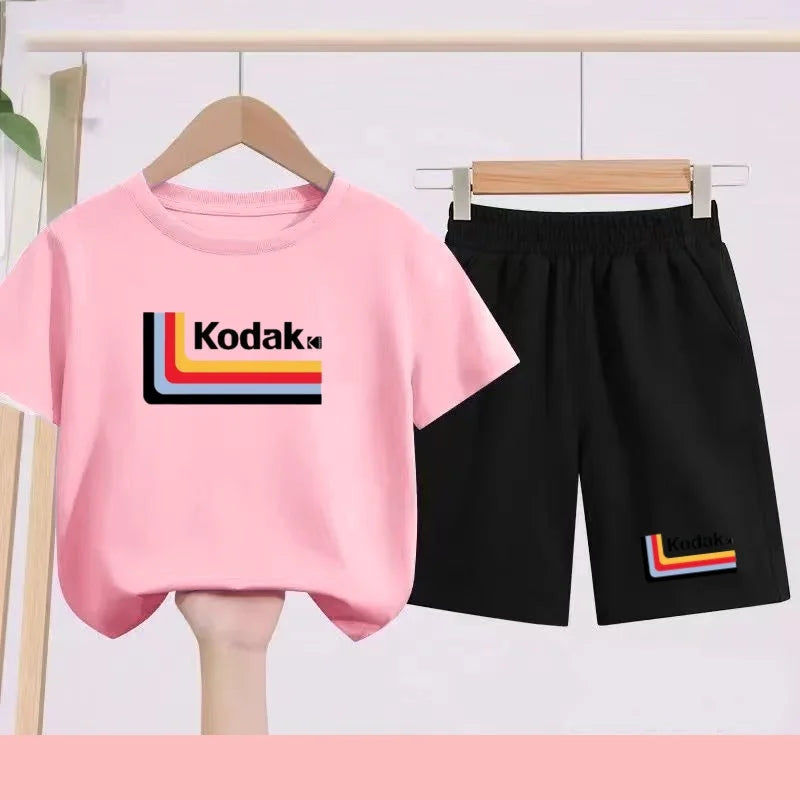 Ensemble Sportif Enfant 2026 - T-shirt + Short - Noir et Blanc Couleurs Unies - Convient aux Garçons et Filles de 3 à 13 Ans