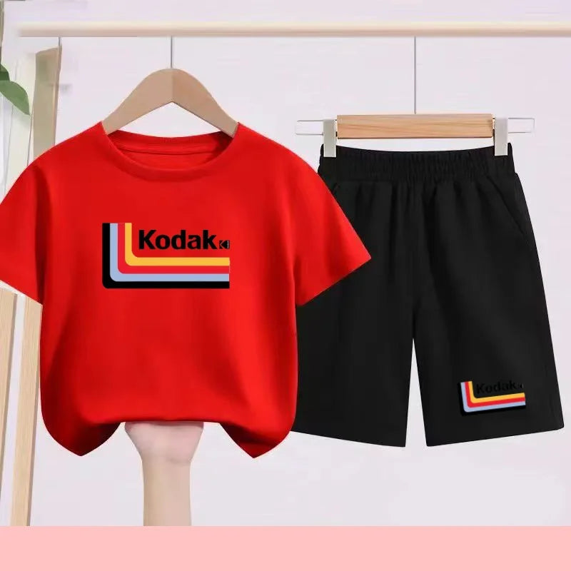 Ensemble Sportif Enfant 2026 - T-shirt + Short - Noir et Blanc Couleurs Unies - Convient aux Garçons et Filles de 3 à 13 Ans