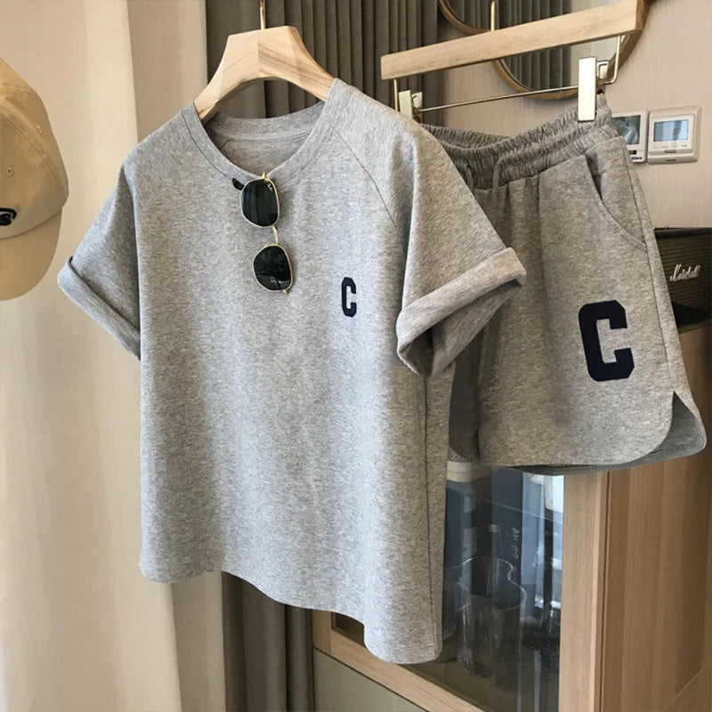 Ensemble de sport d'été pour enfants 5-12 ans : T-shirt à manches courtes avec lettres tendance et short ample – Tenue décontractée fine 2 pièces pour garçons et filles