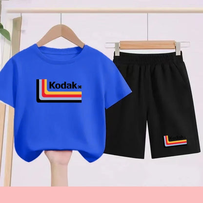 Ensemble Sportif Enfant 2026 - T-shirt + Short - Noir et Blanc Couleurs Unies - Convient aux Garçons et Filles de 3 à 13 Ans