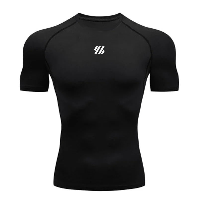 T-shirt de compression à manches courtes pour hommes, t-shirts de sport, sweat-shirt de fitness, survêtement de jogging masculin, chemise athlétique, t-shirts de course
