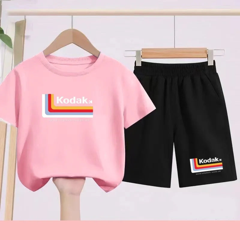 Ensemble Sportif Enfant 2026 - T-shirt + Short - Noir et Blanc Couleurs Unies - Convient aux Garçons et Filles de 3 à 13 Ans