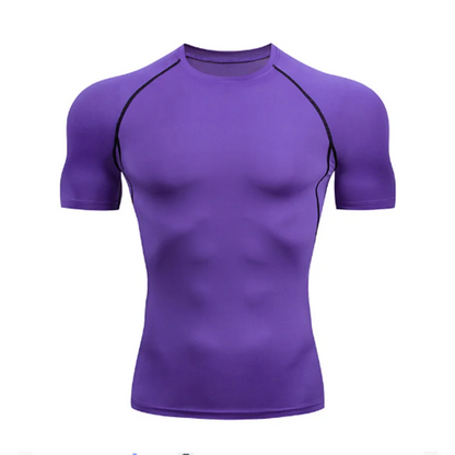 T-shirt de compression à manches courtes pour homme, t-shirt de sport, sweat-shirt de fitness, survêtement de jogging, chemise athlétique, t-shirts de course, zone me