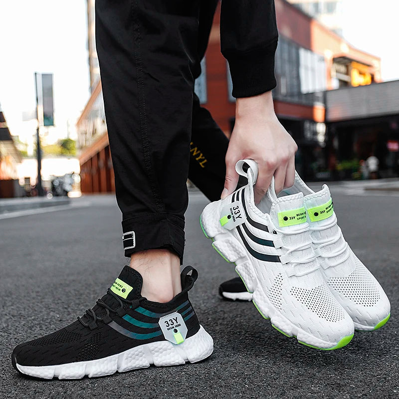Chaussures de dehors Décontractées pour Homme, Baskets Légères et Respirantes, en Maille, Noires, de Course, d'Athlétisme, de Jogging, de Tennis, de Marche
